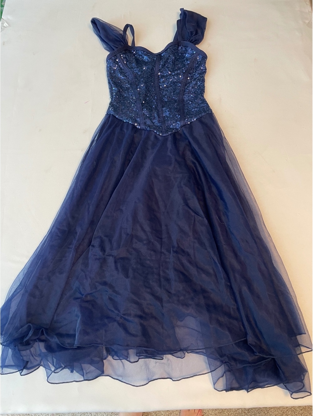 A wish come true Navy Blue Sequin and Tulle Evening Dress Size LC